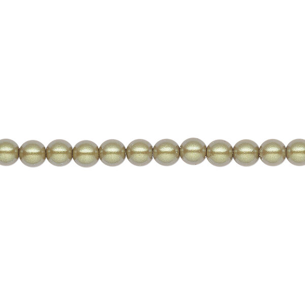 Pearl 50pk pearlescent khaki, Preciosa Czech crystal 4mm round image number 0