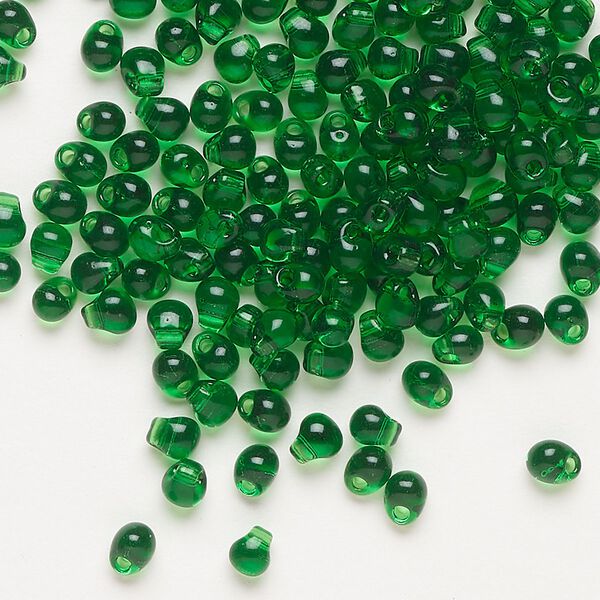 Seed bead, Miyuki, glass, pkg/250g, 4x3.4mm fringe, transparent green (DP-146). image number 0