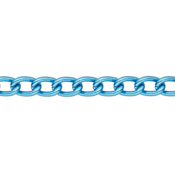Chain, anodized aluminum, blue, 5mm curb. Sold per pkg of 5 feet. image number 0