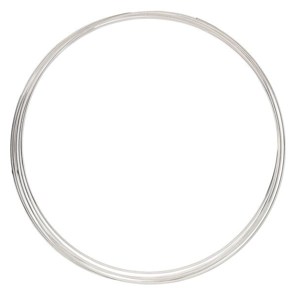 Memory wire, Beadalon®, silver-plated carbon steel, 4-5/8 inch round necklace, 1mm thick extra heavy duty. Sold per 0.5-ounce pkg, approximately 5 loops. image number 0