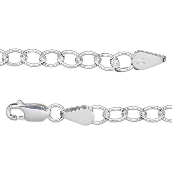 Bracelet, sterling silver, 5mm cable, 7 inches with lobster claw clasp. Sold individually. image number 0