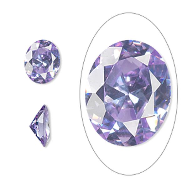 Gem, cubic zirconia, lavender, 10x8mm faceted oval, Mohs hardness 8-1/2. Sold individually. image number 0