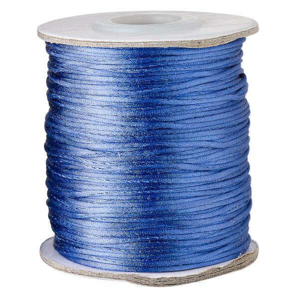 Cord, Satinique™, satin, royal blue, 1mm mini. Sold per 200-foot spool. image number 0