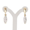Earring, glass rhinestone / stainless steel / gold-finished "pewter" (zinc-based alloy), clear, 30mm with marquise and post. Sold per pair. image number 0