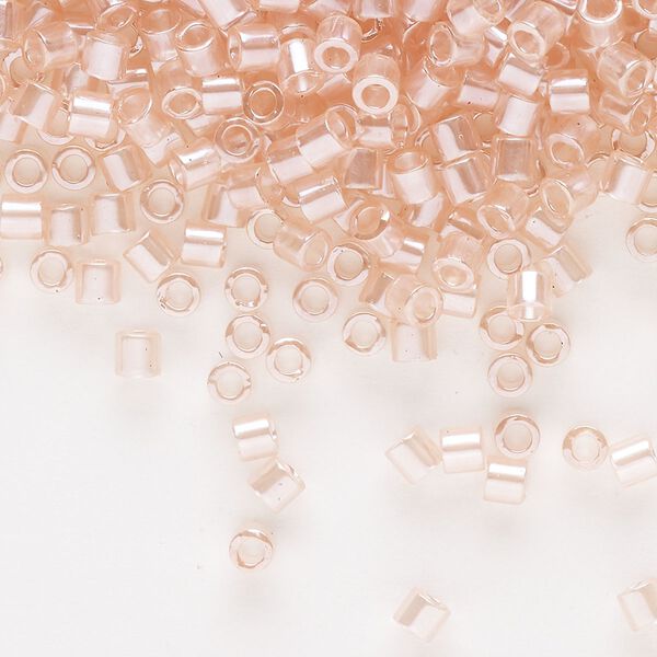 Seed bead, Delica®, glass, pkg/50g, #8 round, translucent glazed luster shell pink (DBL-0106-1). image number 0