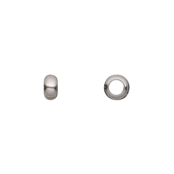 Bead, stainless steel, 6.5 x 3.5mm rondelle. Sold per pkg of 10. image number 0