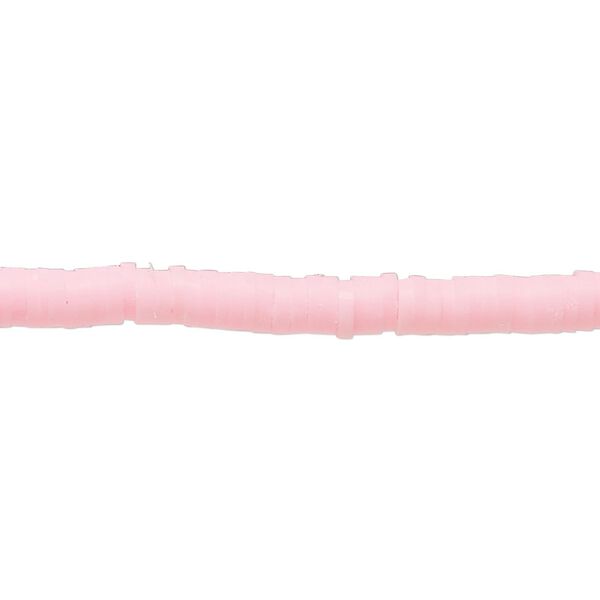Bead, polymer clay, opaque light pink, 4x1mm heishi. Sold per pkg of (2) 16-inch strands. image number 0