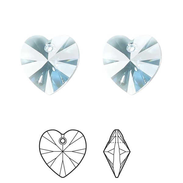 Drop 24pk aquamarine, Crystal Passions® 14mm pendant heart 6228 image number 0