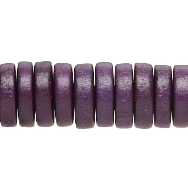 Bead, Taiwanese cheesewood (dyed/waxed), dark purple, 15x4mm rondelle. Sold per 8-inch strand. image number 0