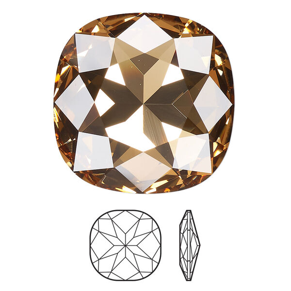 Fancy stone 24pk light colorado topaz foil back, Swarovski® 27mm cushion 4487 image number 0