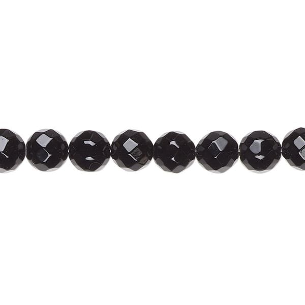 Black onyx 1pkg1, faceted round bead 15.5-16 inch 6mm image number 0