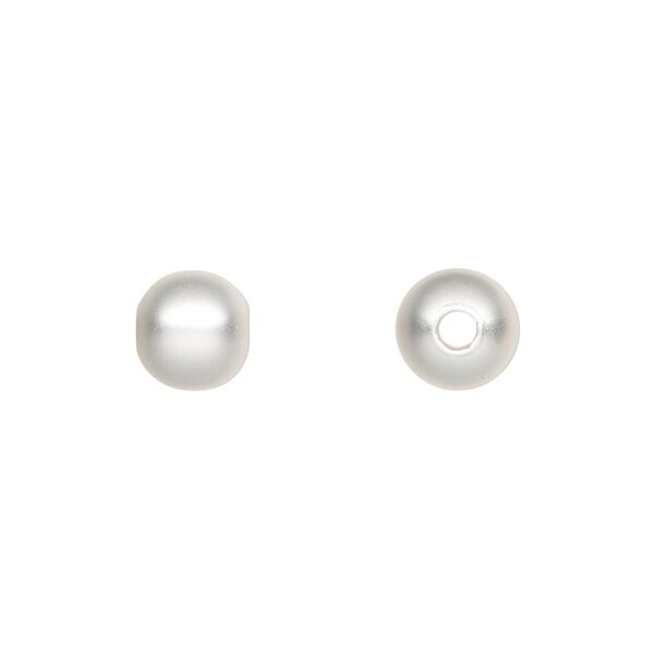 Bead, silver-plated brass with satin finish, 8mm round. Sold per pkg of 10. image number 0