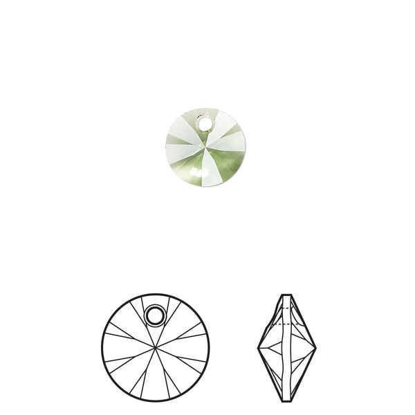 Drop 12pk peridot, Crystal Passions® Regenerated 8mm pendant mini disk 6428 image number 0