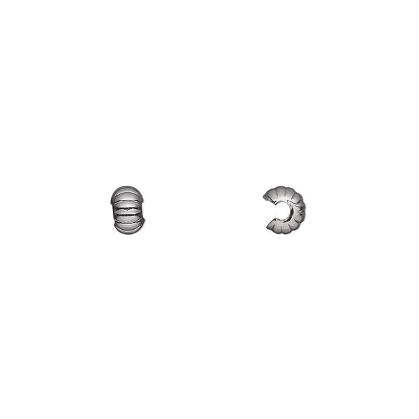 Crimp cover, gunmetal-plated brass, 4mm corrugated round. Sold per pkg of 500. image number 0