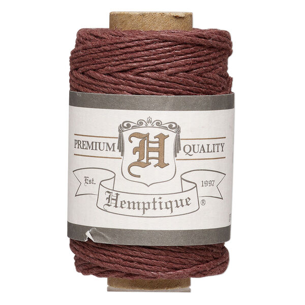 Cord, Hemptique®, polished hemp, dark brown, 1mm diameter, 20-pound test. Sold per 98-foot spool. image number 0