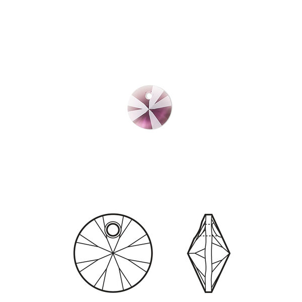 Drop 12pk amethyst, Crystal Passions® 6mm pendant mini disk 6428 image number 0