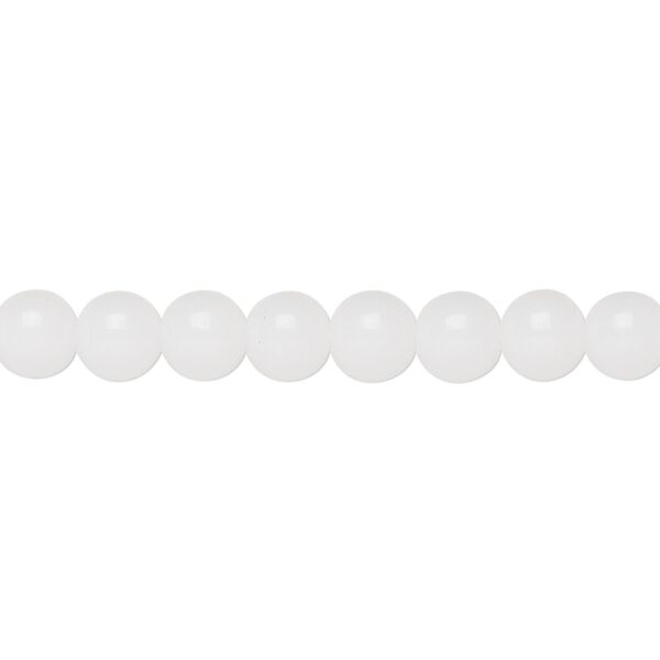 Bead, vintage Japanese glass, opaque white, 5-6mm round. Sold per 22-inch strand. image number 0