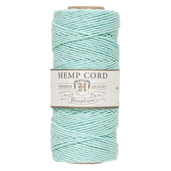 Cord, Hemptique®, polished hemp, sea foam, 1mm diameter, 20-pound test. Sold per 205-foot spool. image number 0