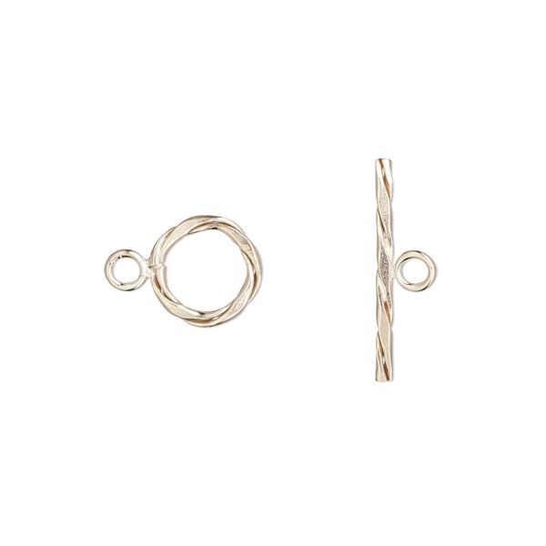 Clasp, toggle, 14Kt gold-filled, 9mm twisted round. Sold individually. image number 0