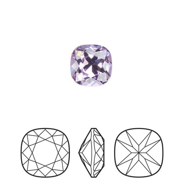 Fancy stone 2pk violet foil back, Preciosa MAXIMA Czech crystal rhinestone 10mm cushion square image number 0