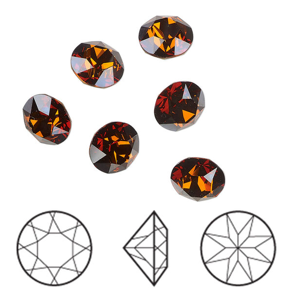 Chaton 6pk smoked amber foil back, Crystal Passions® 8.16-8.41mm round SS39 1088 image number 0