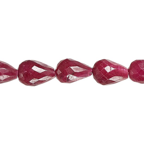 Indian ruby 1pkg1, hand-cut faceted teardrop bead 15 inch 8x6mm-12x8mm image number 0