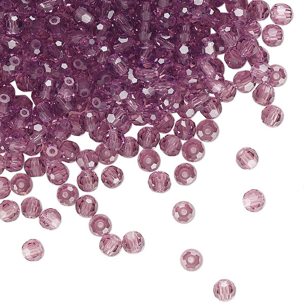 Bead 720pk amethyst, Preciosa Czech crystal 3mm round image number 0