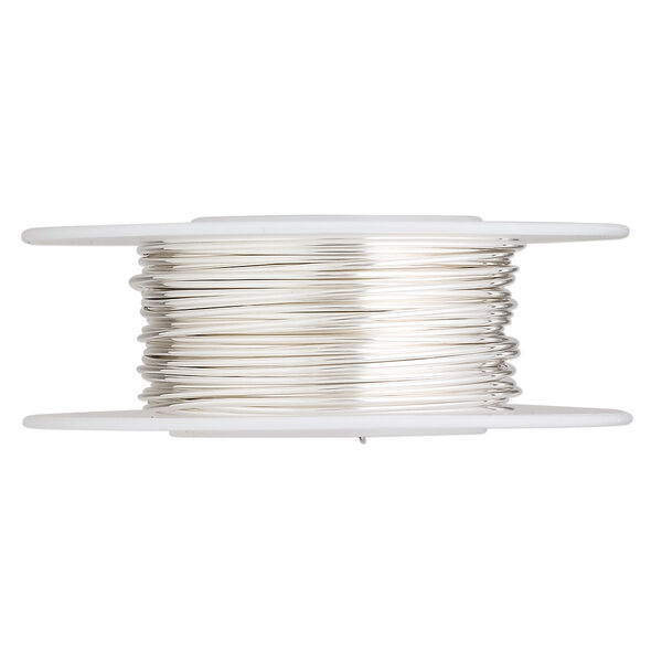 Wire, sterling silver, full-hard, round, 21 gauge. Sold per pkg of 5 feet. image number 0