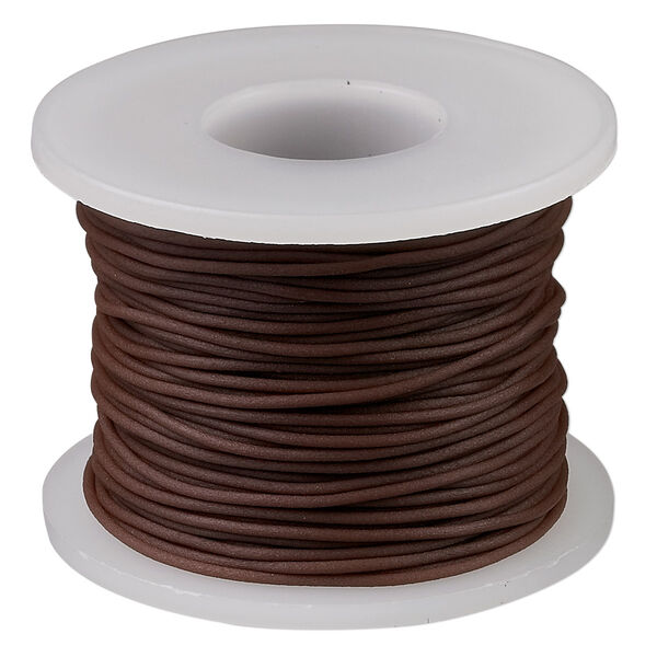 Cord, synthetic rubber, brown, 1mm round. Sold per pkg of 25 meters (82 feet). image number 0