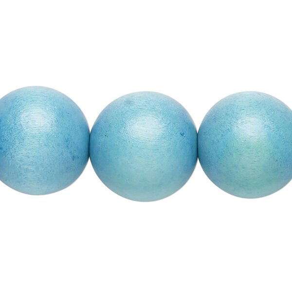 Bead, Taiwanese cheesewood (dyed / waxed), sky blue, 15-16mm round. Sold per 15-1/2" to 16" strand. image number 0