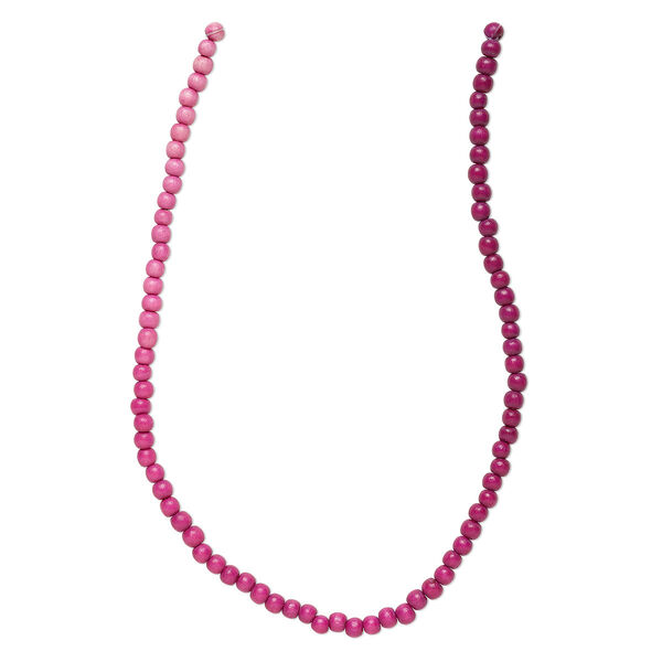Bead, Taiwanese cheesewood (dyed / waxed), pink ombre, 6mm round. Sold per pkg of (2) 15-1/2" to 16" strands. image number 0
