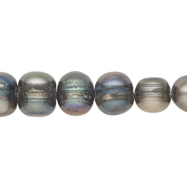 Pearl, cultured freshwater (dyed), spruce, 8-9mm semi-round, D grade, Mohs hardness 2-1/2 to 4. Sold per 15-inch strand. image number 0