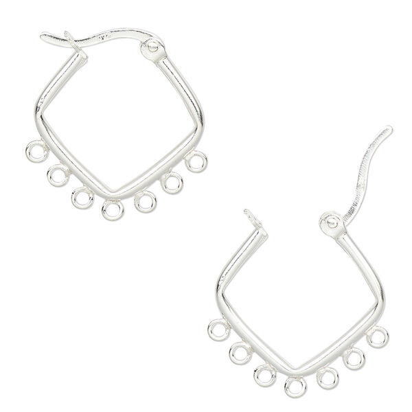 Earring, sterling silver, 20mm diamond hoop with 7 closed loops and latch-back closure. Sold per pair. image number 0