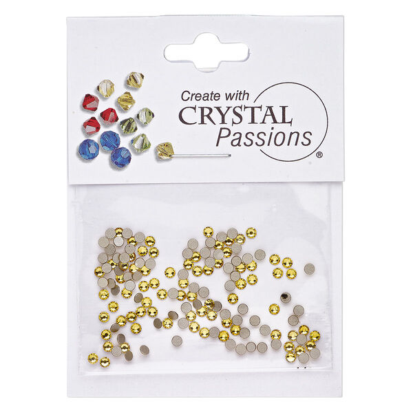 Flat back 144pk light topaz foil back, Crystal Passions® 2.1-2.3mm rose round SS7 2058 image number 0