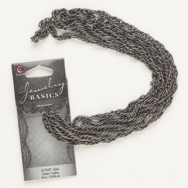Chain, gunmetal-finished steel, 4mm rope. Sold per pkg of 46 inches. image number 0