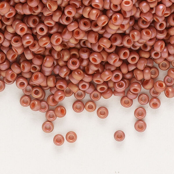 Seed bead, Miyuki, glass, pkg/250g, #11 rocaille, opaque matte rainbow carnelian red, (RR-4695). image number 0