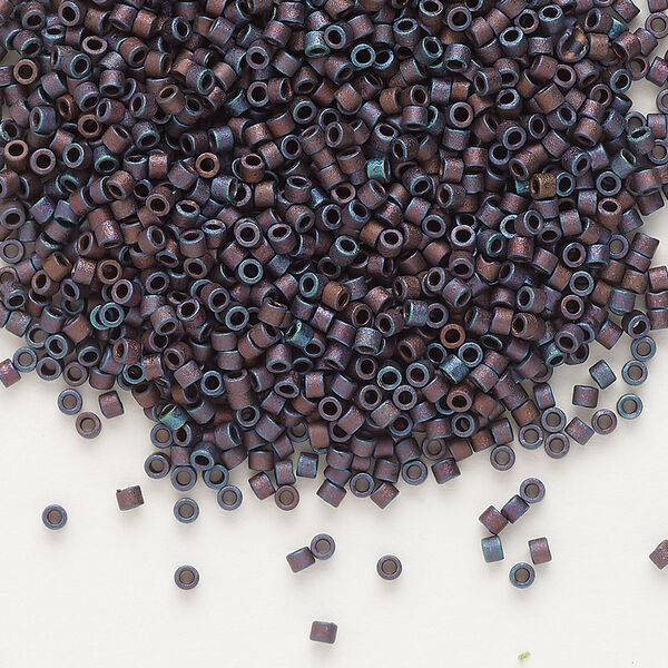Seed bead, Delica®, glass, pkg/250g, #11 round, opaque matte metallic iris dark purple (DB-0323). image number 0