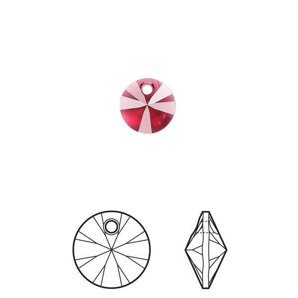 Drop 12pk scarlet, Crystal Passions® 8mm pendant mini disk 6428 image number 0