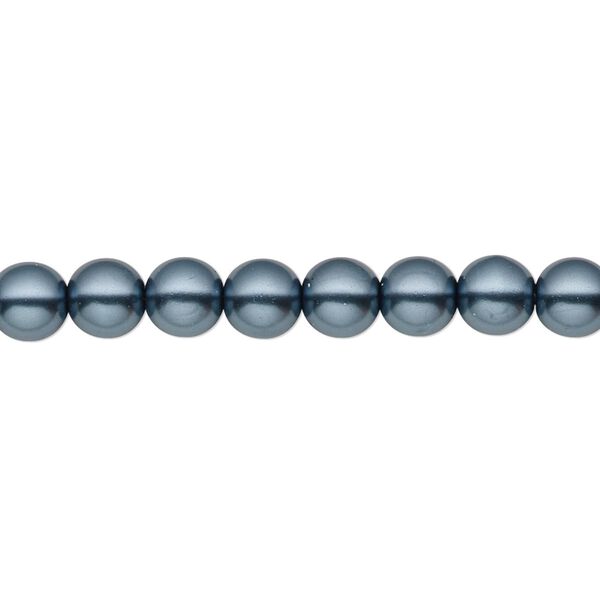 Bead, Czech pearl-coated glass druk, opaque gunmetal blue, 6mm round. Sold per 15-1/2" to 16" strand. image number 0