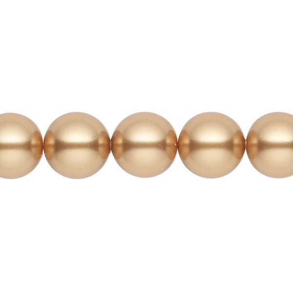 Pearl 100pk bright gold, Swarovski® 10mm round 5810 image number 0