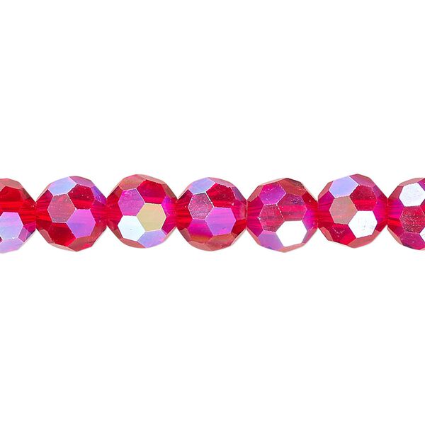 Bead 1pk 32 facets transparent red AB, Celestial Crystal® 8mm round 15.5-16 inch image number 0