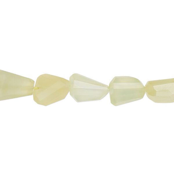 Green chalcedony 1pkg1, hand-faceted nugget bead 8 inch small image number 0