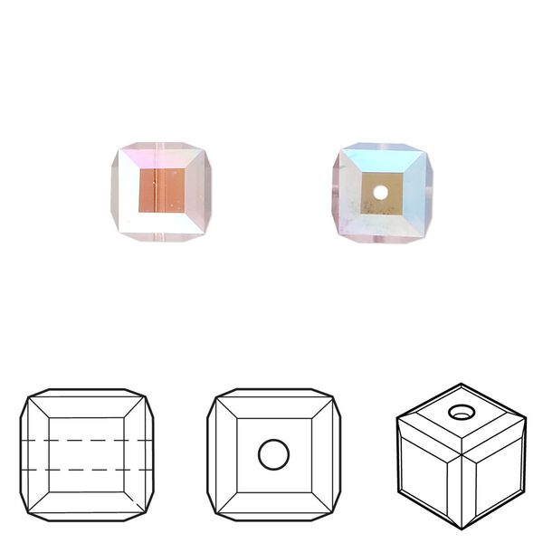 Bead 6pk light amethyst AB, Crystal Passions® 8mm cube 5601 image number 0