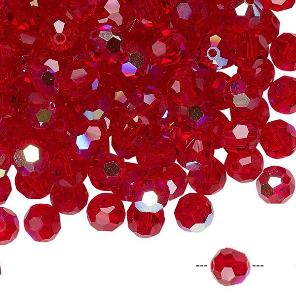 Bead 288pk light Siam AB, Preciosa Czech crystal 6mm round image number 0