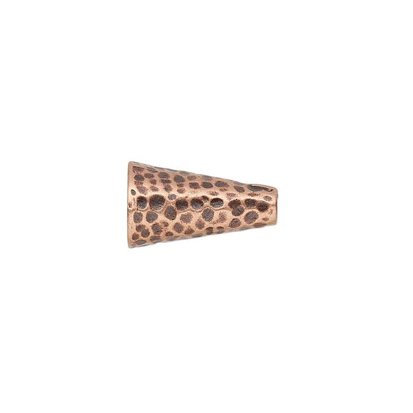 Cone, JBB Findings, antique copper-plated brass, 15.5x9mm hammered, fits 7.5mm bead. Sold individually. image number 0