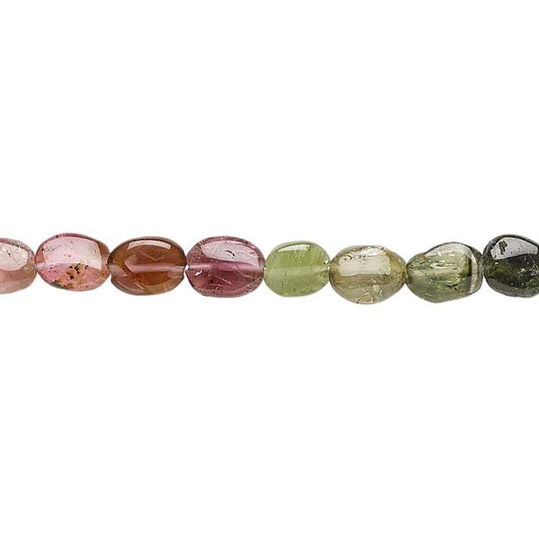 Multi-tourmaline 1pkg1, hand-cut oval bead natural 15.5-16 inch 6x5mm image number 0