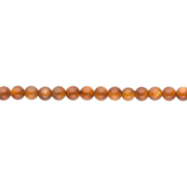 Bead, mother-of-pearl shell (dyed), dark amber yellow, 3mm round. Sold per 16-inch strand. image number 0