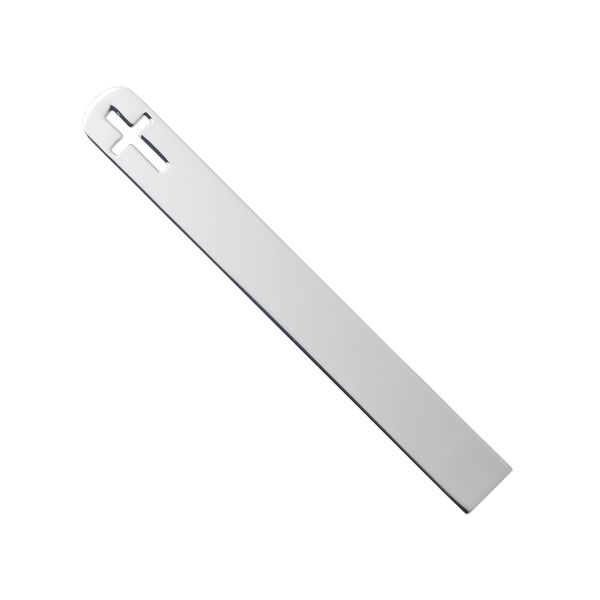Bookmark, silver-plated steel, 5-1/8 x 9/16 inch with open cross, 1mm thick. Sold individually. image number 0