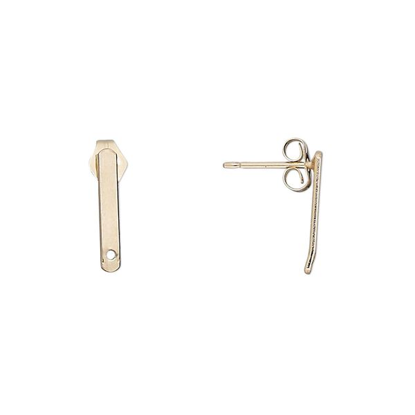 Earstud 1pkg2 14Kt gold-filled, 13x2mm bar / earnuts, 1 pair image number 0