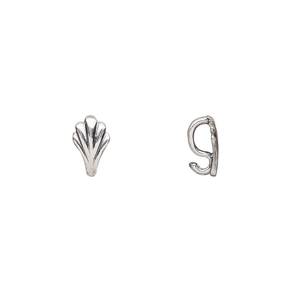Bail, pendant, antique silver-plated brass, 9x5.5mm shell with hidden loop. Sold per pkg of 4. image number 0